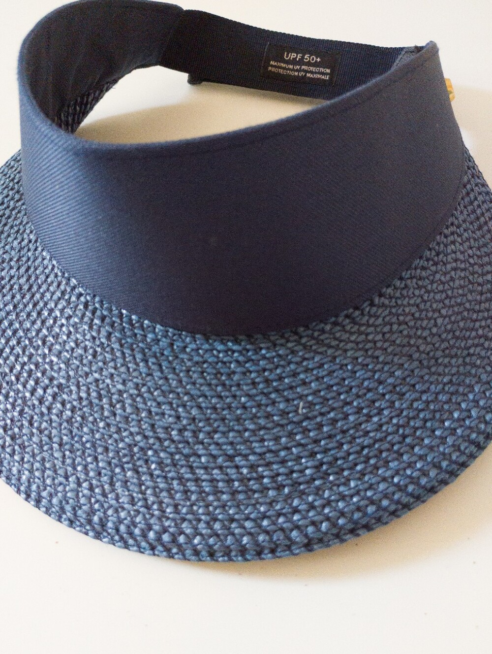 ERIC JAVITS Navy Squishee Champ Straw Sun Visor UPF 50+ Packable - Picture 2 of 7
